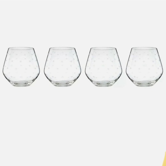 NIB!Kate Spade ♠️ Larabee Dot ⚪️ Stemless Wine Glasses!